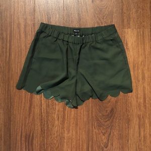 Green scalloped Madewell Shorts
